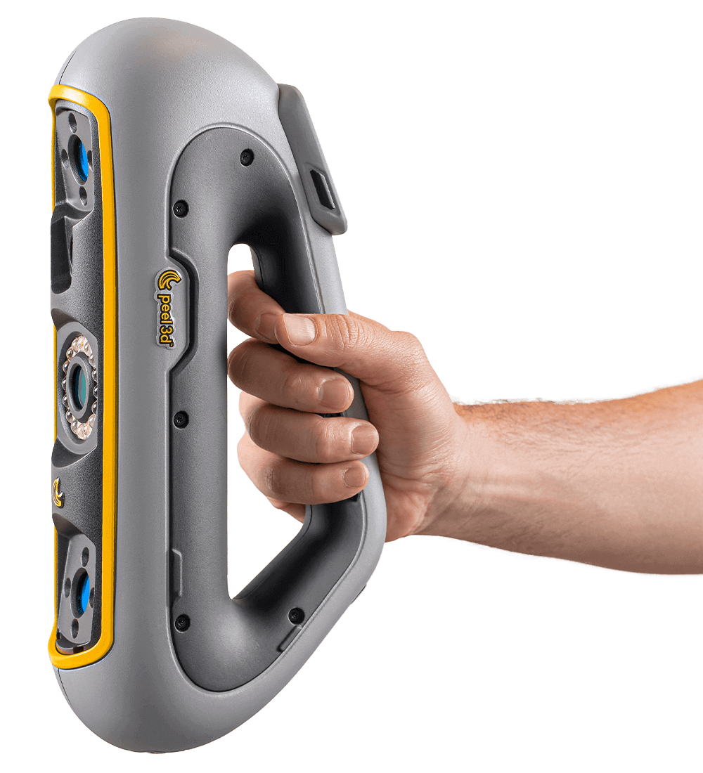 Peel 3 handheld 3D scanner shown in an operator's hand