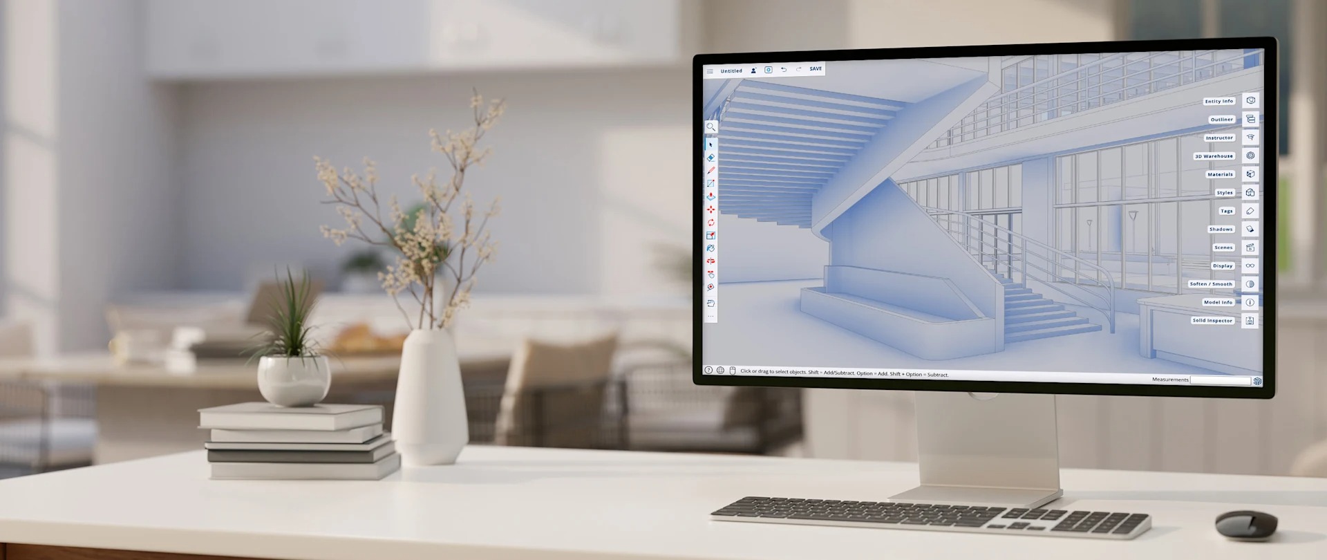 Architectural model open in SketchUp Go