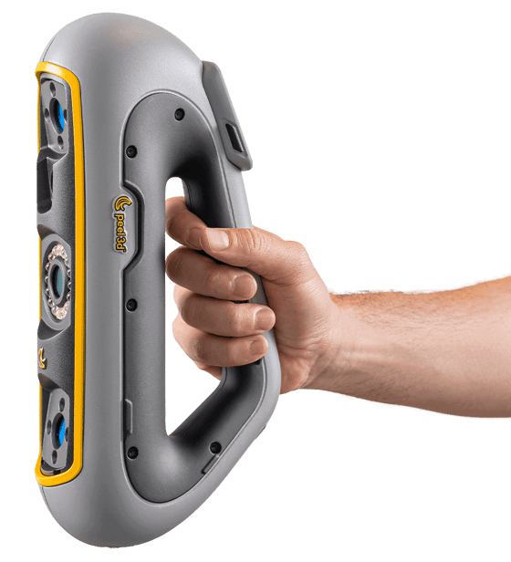 Peel 3 handheld 3D scanner shown in a user's hand
