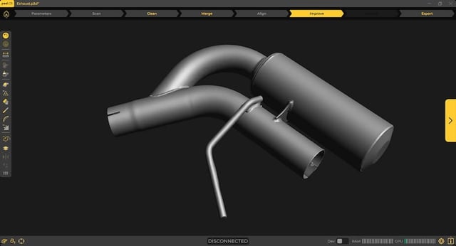 Peel.OS tools being used to clean and align a scan