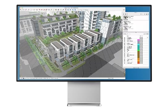 SketchUp for Desktop showing a multi-storey building model