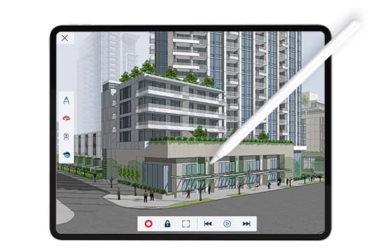 SketchUp for iPad being drawn on with a stylus