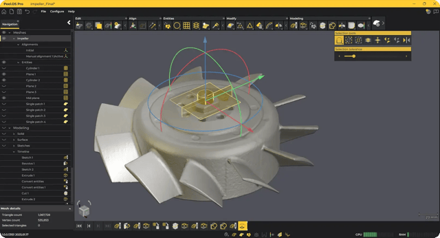 Peel software finalising and aligning scan data