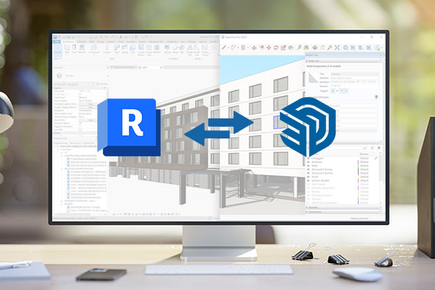 A Revit model imported into SketchUp as clean geometry