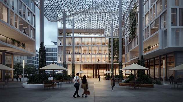 Detailed atrium project visualised from a SketchUp model