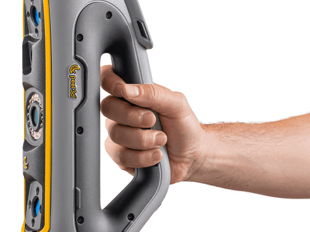 Peel 3 handheld 3D scanner shown in an operator's hand