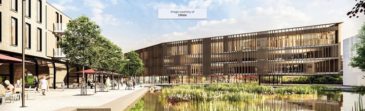 Campus render produced from a SketchUp Pro model