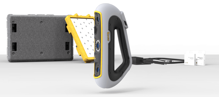 Peel 3 scanner package with carrying insert, cables and positioning targets