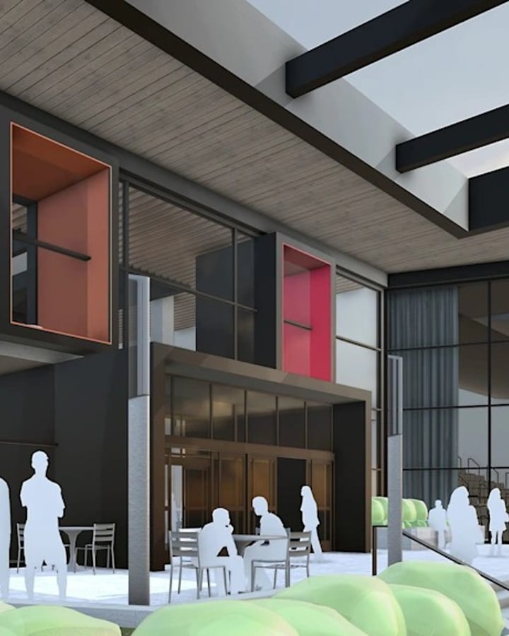 SketchUp architectural model of a contemporary public building