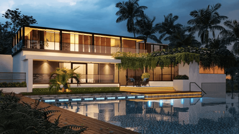 Tropical Villa exterior rendered in real time with Enscape, by Sang Bui