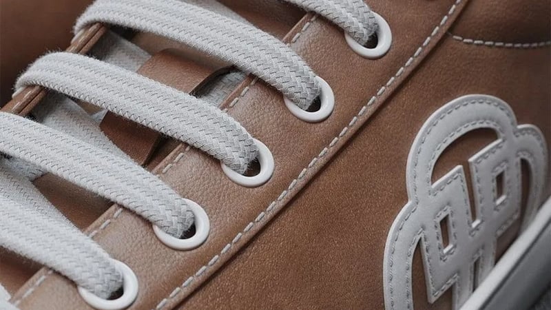 Close-up leather sneaker material detail rendered in KeyShot Studio