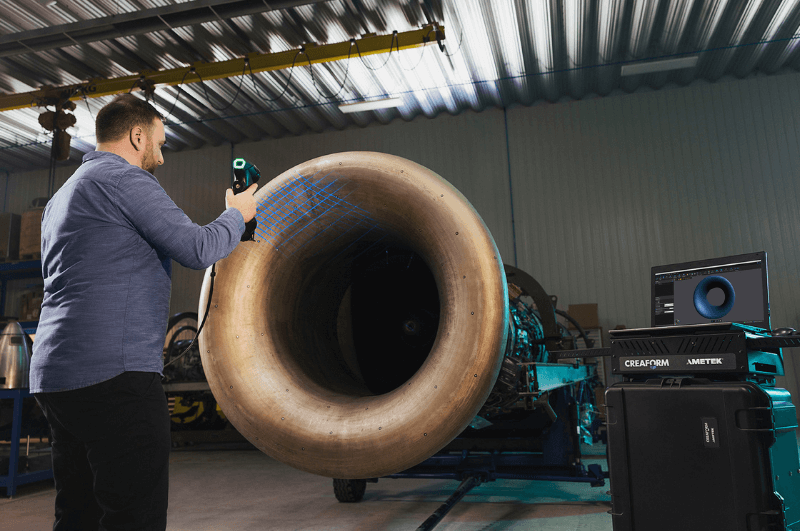 Dimensional inspection of a machined part with the HandySCAN BLACK Elite