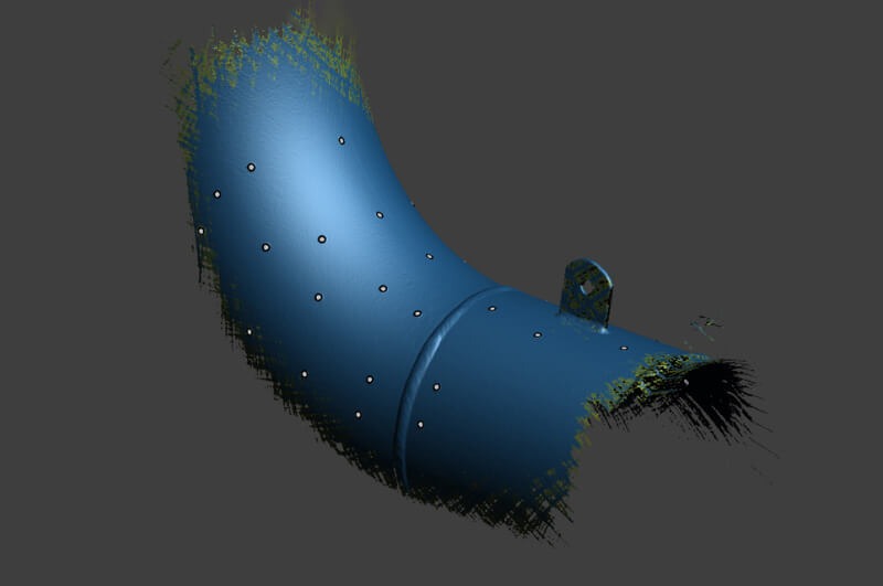NDT inspection analysis of an industrial pipe elbow