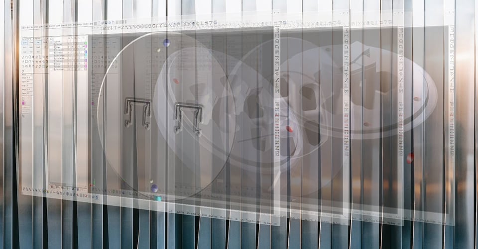 Photo illustration of several KeyCreator windows showing a manufacturing model