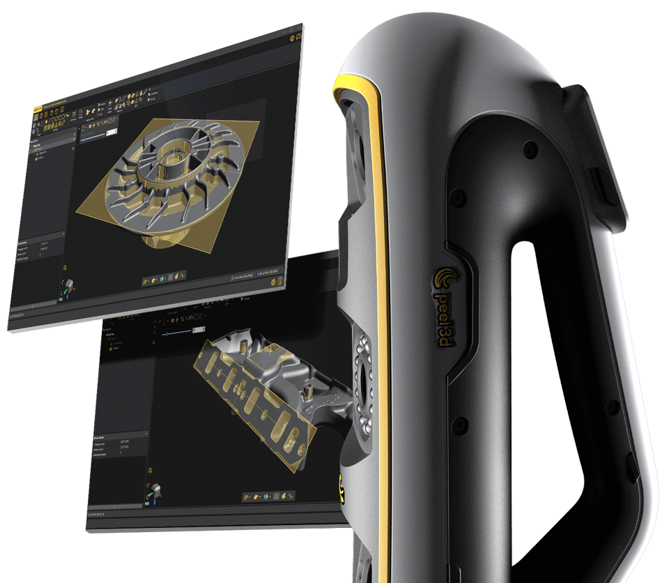 Peel 3 scanner beside Peel.CAD entity extraction and surface tools
