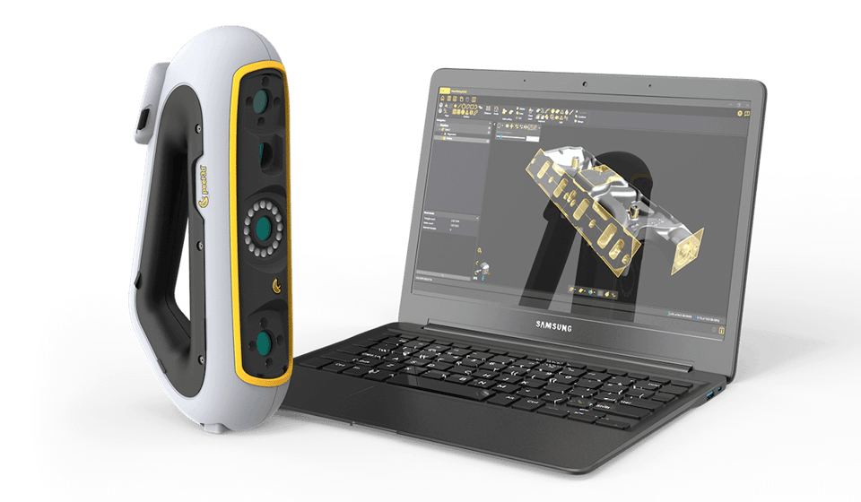 Peel.CAD interface showing scan data, extracted geometry and CAD export workflow