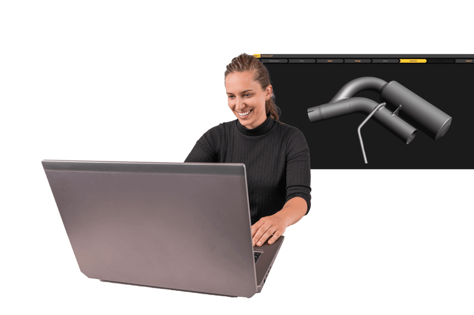 Peel.OS software displaying a completed 3D scan and mesh processing tools