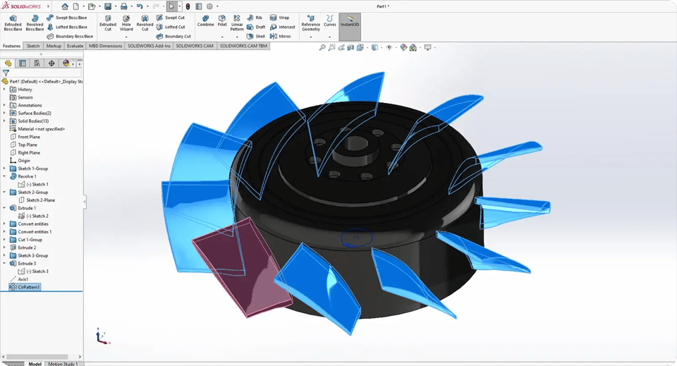 Completed Peel.CAD Pro model ready for export to SolidWorks