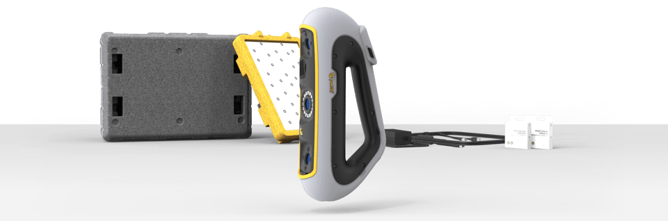 Peel 3 scanner package with carrying insert, cables and positioning targets