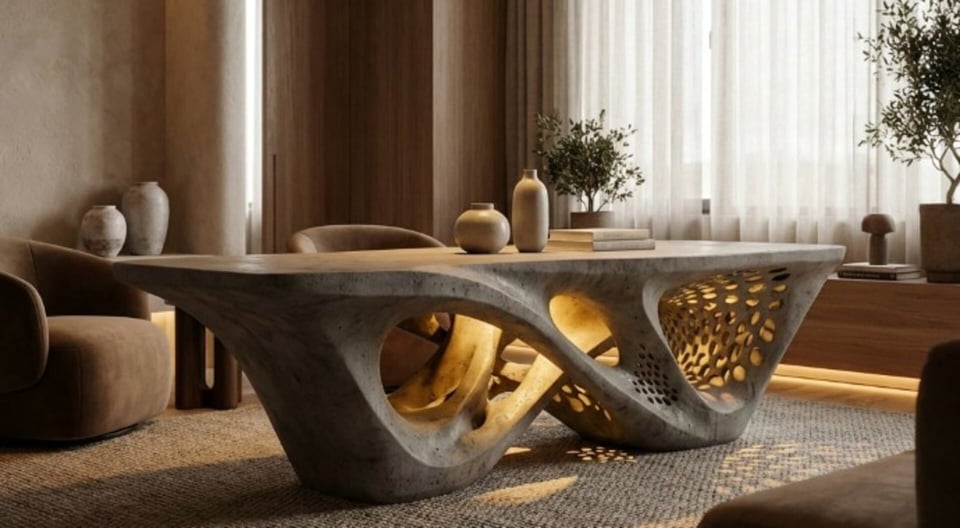 Organic concrete interior refined with Veras