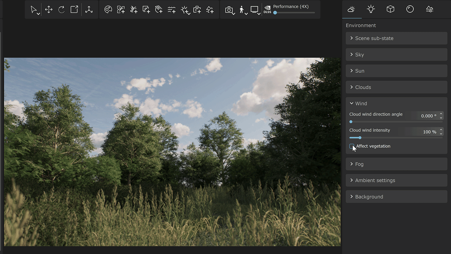 Example of Affect vegetation option