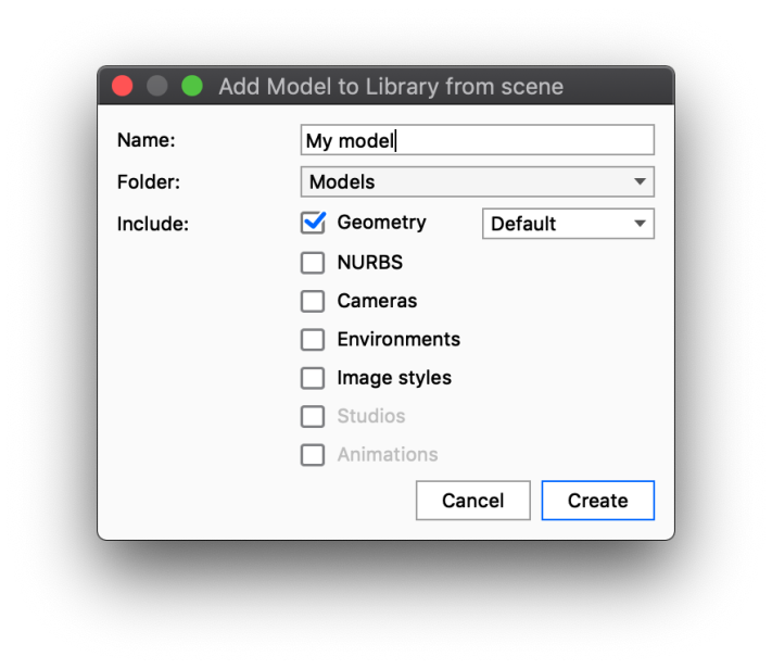 Add model dialog