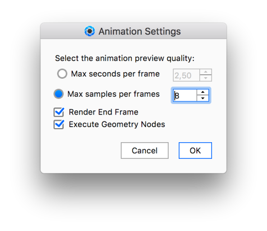 Animation settings