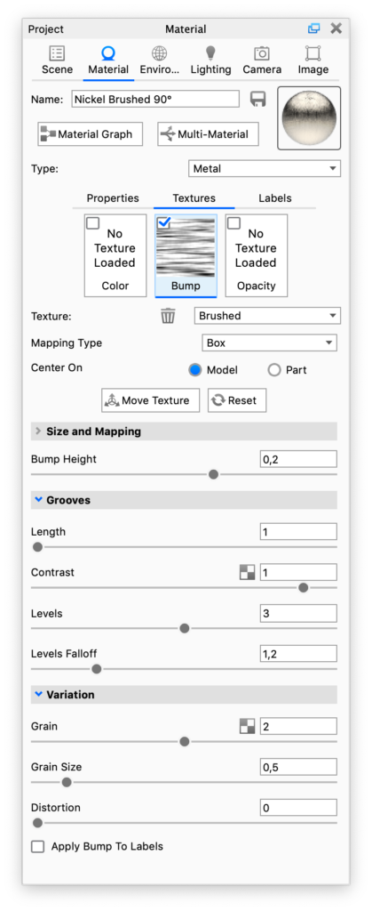 Brushed texture panel