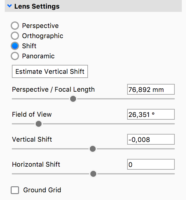 Camera lens shift