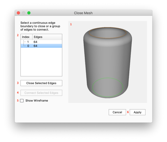Close mesh UI