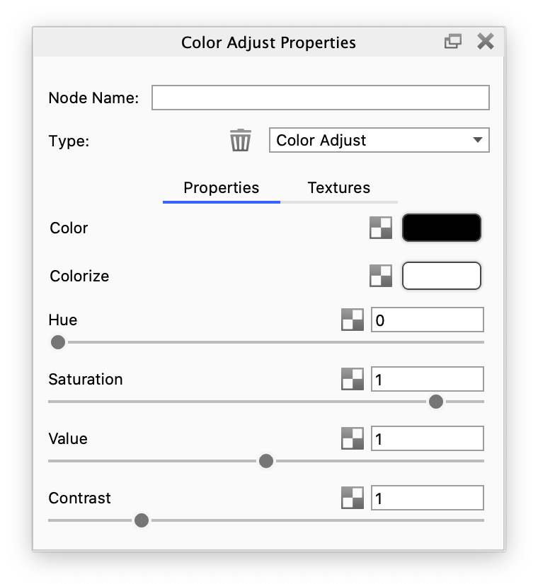 Color adjust panel