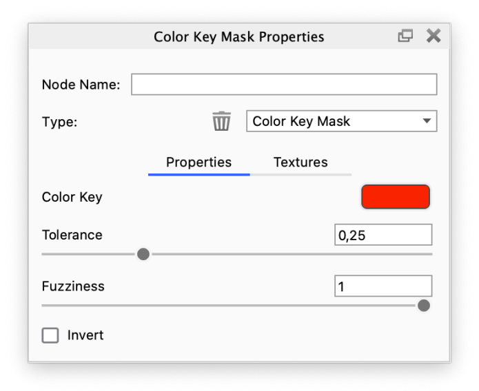 Color key mask panel