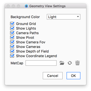 Geometry view settings