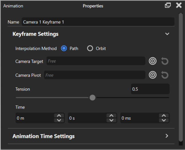 KeyShot Animation Camera Keyframe Settings