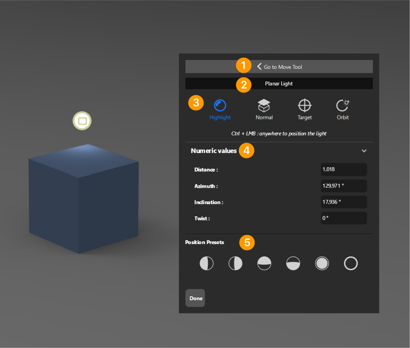 Light Positioning with numbers