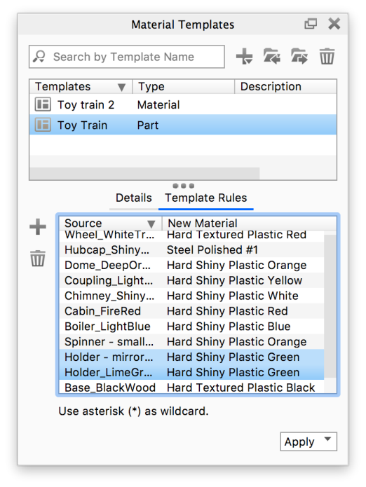 Material templates