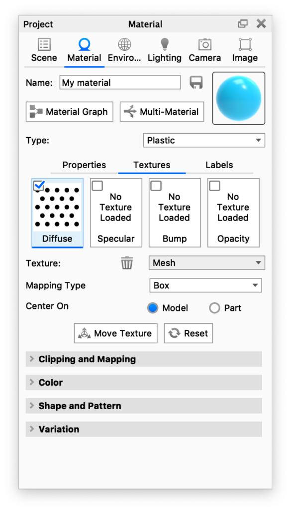 Material texture tab