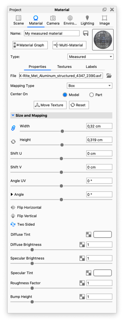 Measured material