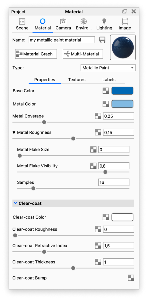 Metallic paint material