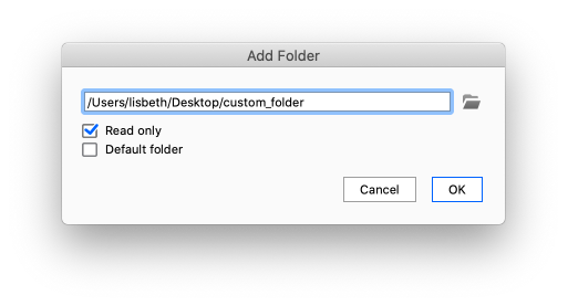 Preferences add folder