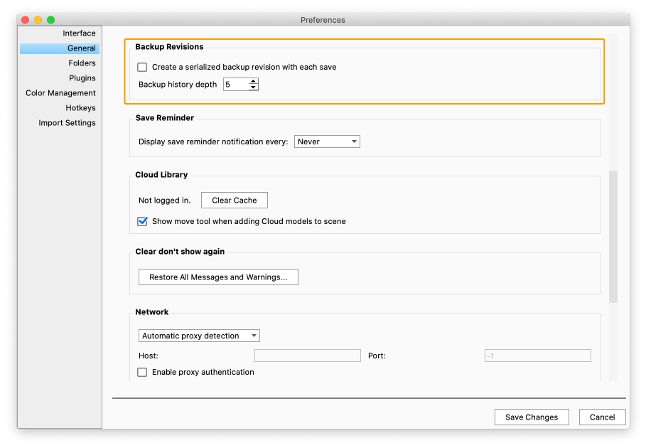 Preferences backup revision