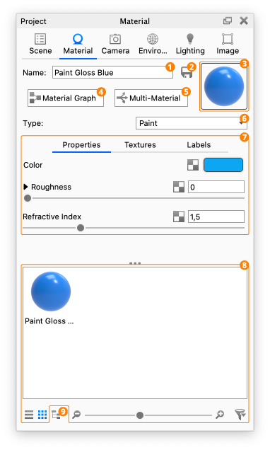Project MaterialTab overview