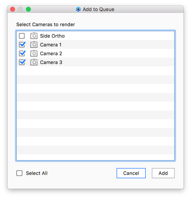 Render queue camera