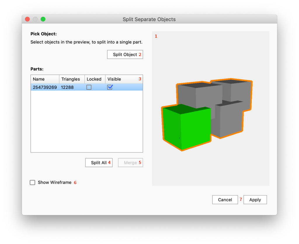 Split separate object