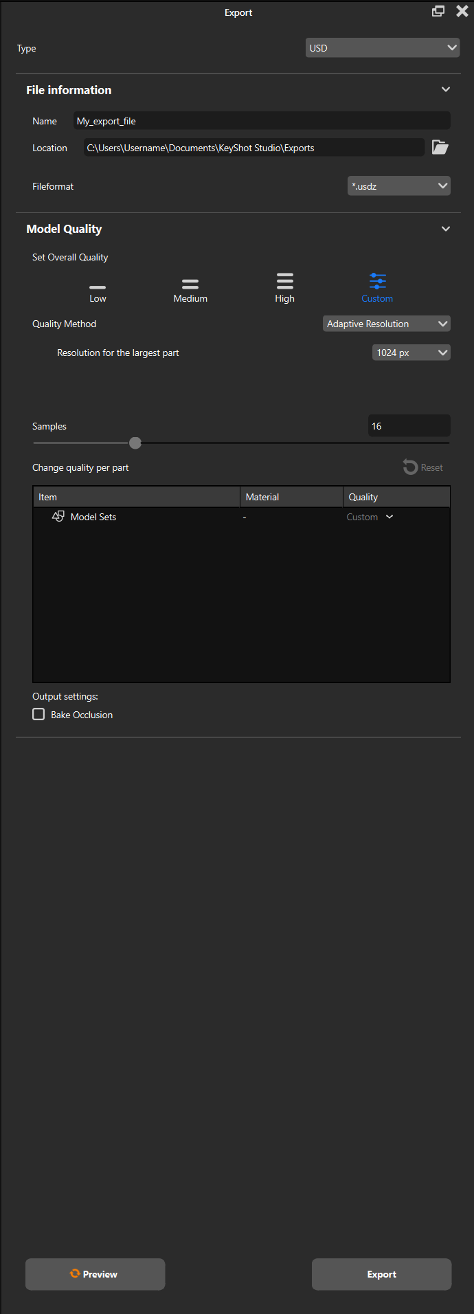 USD Export Mode
